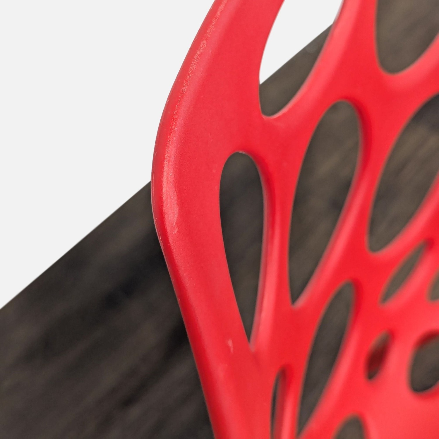 Red Plastic Dining Chair with Circle Cut-Outs	 - image-5