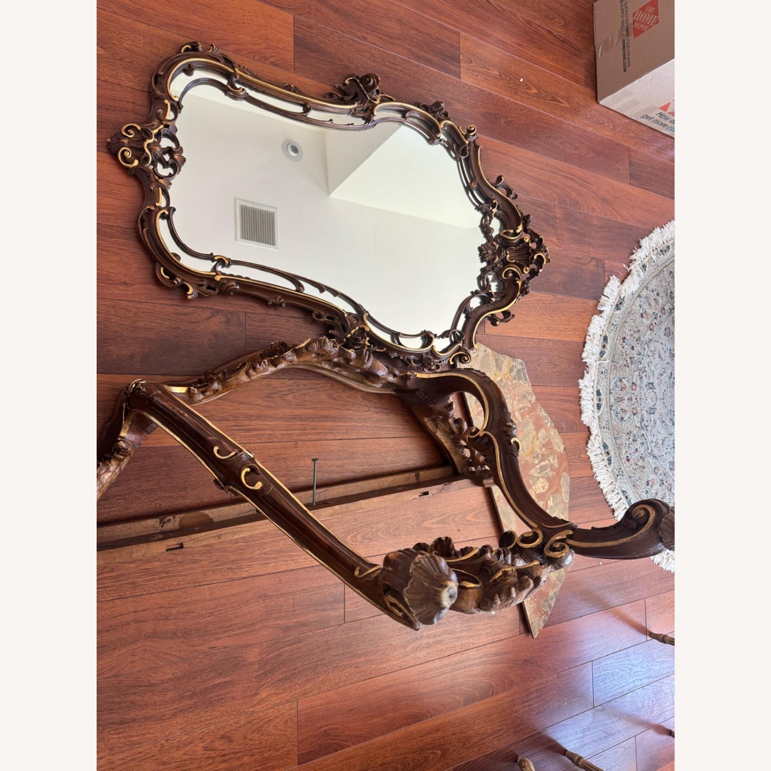 French Entry Mirror with Marble-Top Table, 1920 - image-2