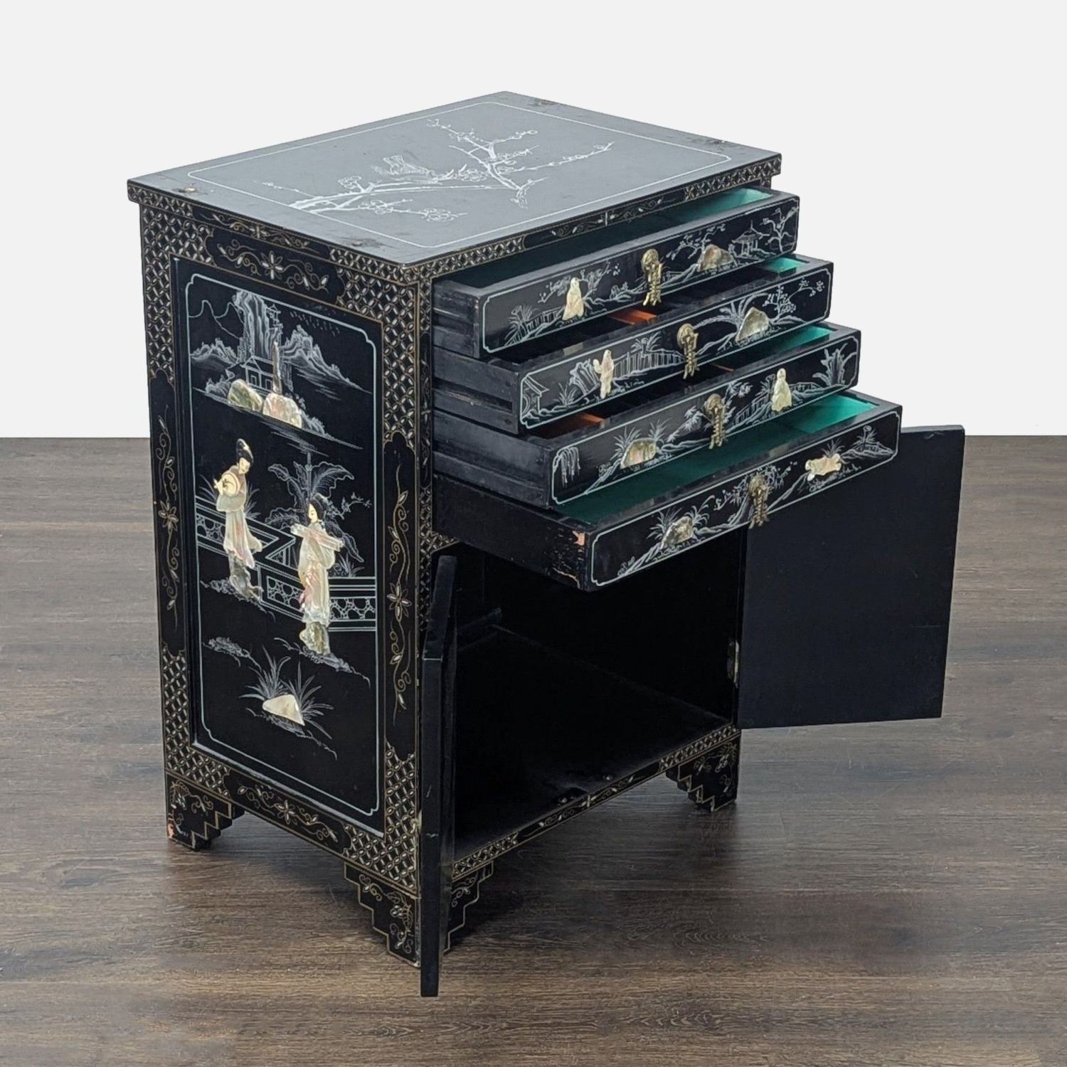 Vintage Lacquered Chinese Cabinet	 - image-9