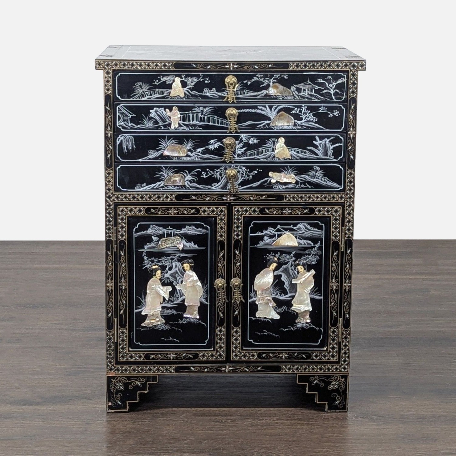 Vintage Lacquered Chinese Cabinet	 - image-10