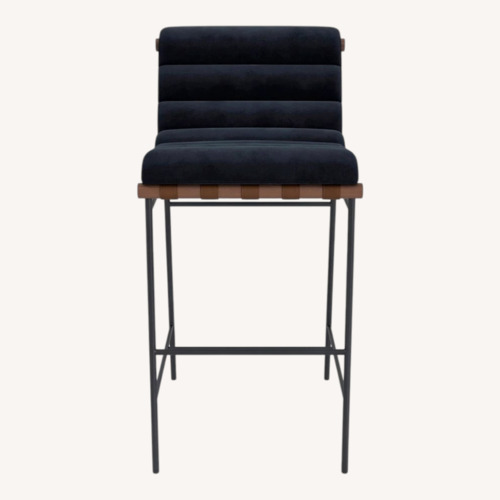 Used Denver Modern Vail Black Velvet Bar Stool for sale on AptDeco