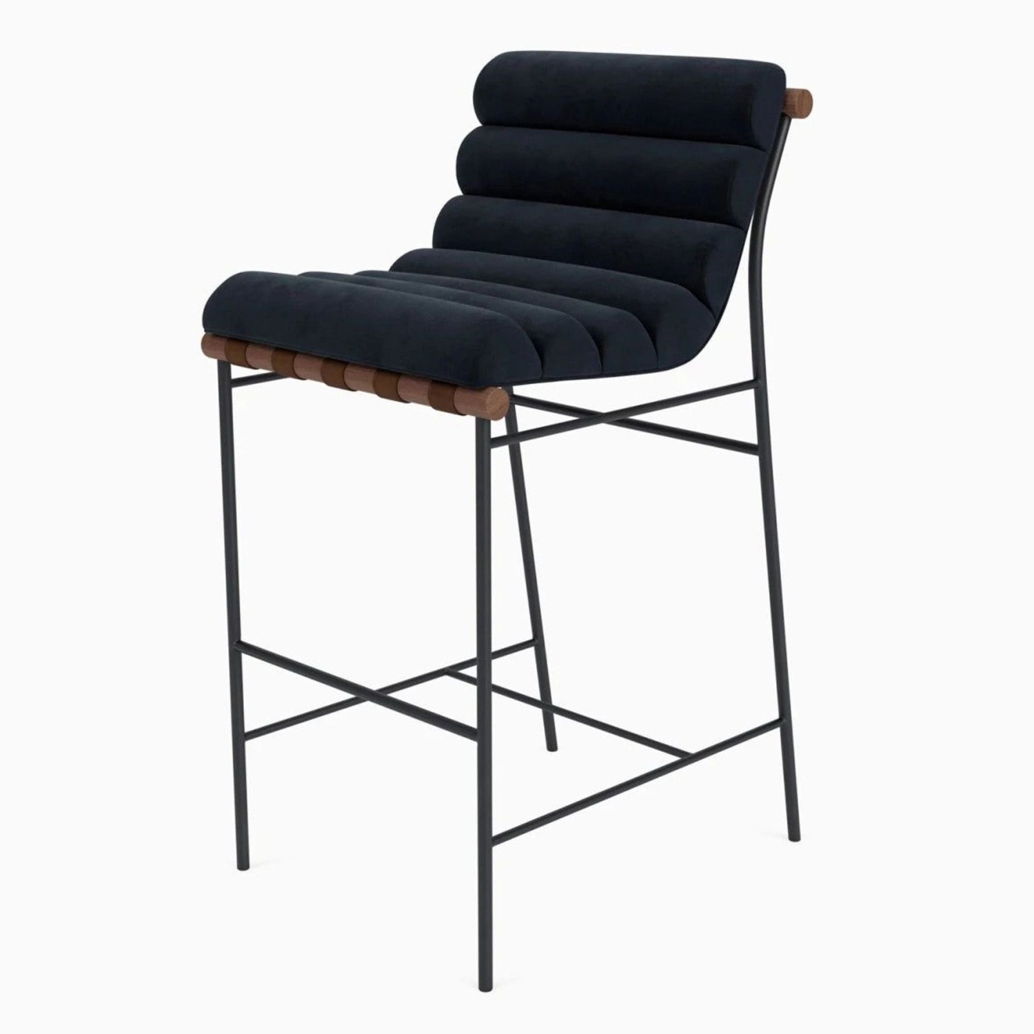 Denver Modern Vail Black Velvet Bar Stool - image-2