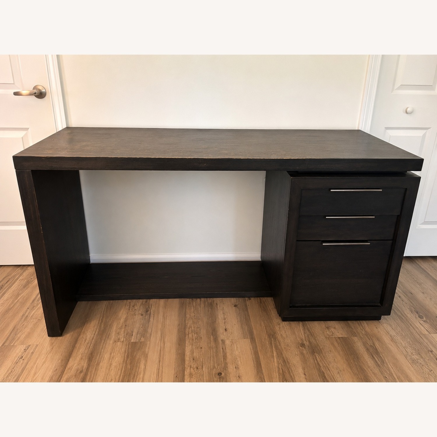 City Furniture Dark Brown Wood Desk + File Cabinet - image-4