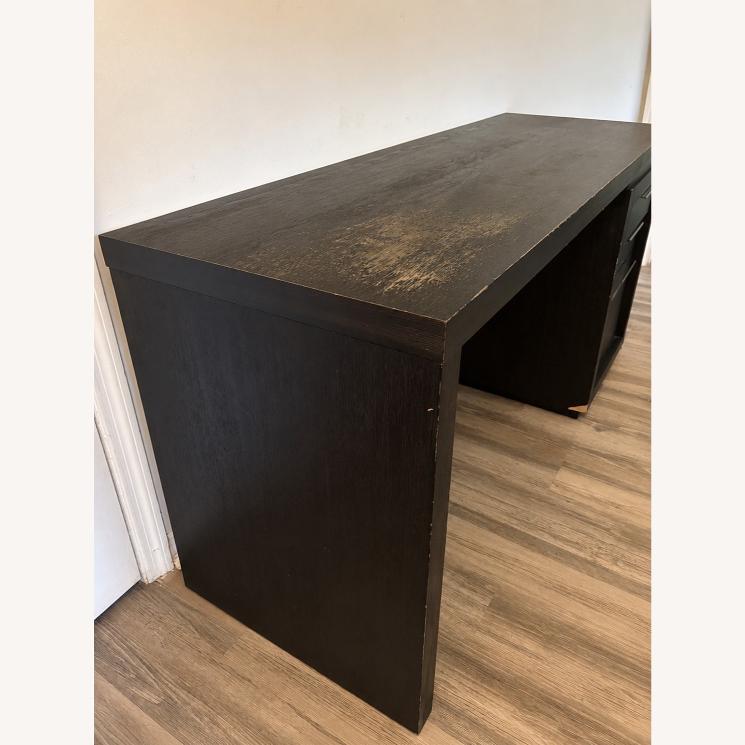 City Furniture Dark Brown Wood Desk + File Cabinet - image-6