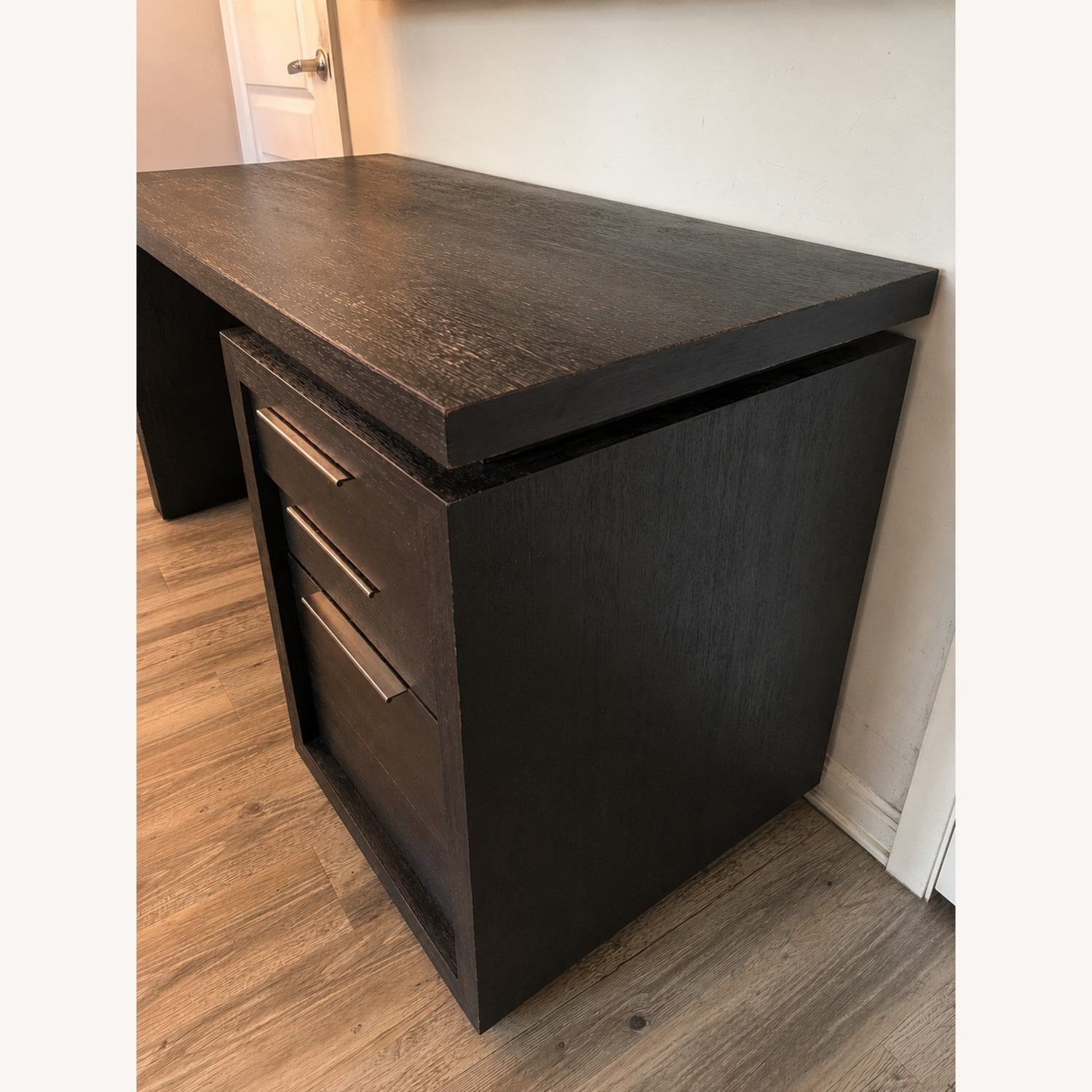 City Furniture Dark Brown Wood Desk + File Cabinet - image-5