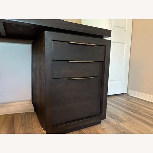 Used City Furniture Dark Brown Wood Desk + File Cabinet for sale on AptDeco