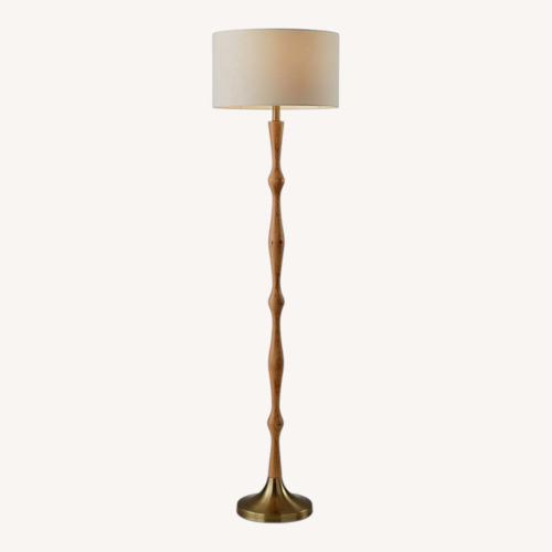 Used Adesso Eve Floor Lamp with Oak Wood Stand  for sale on AptDeco