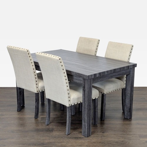 Used Gracie Oaks Gray Wood Dining Table Set for sale on AptDeco