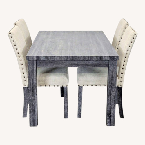 Used Gracie Oaks Gray Wood Dining Table Set for sale on AptDeco