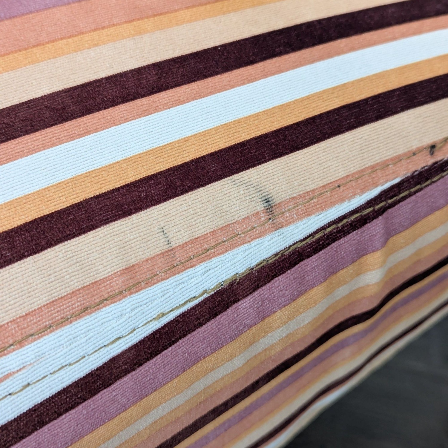 Striped Armless Lounge Chair with Wood Legs	 - image-4