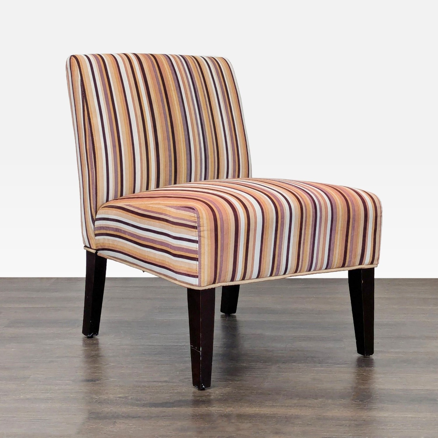 Striped Armless Lounge Chair with Wood Legs	 - image-6
