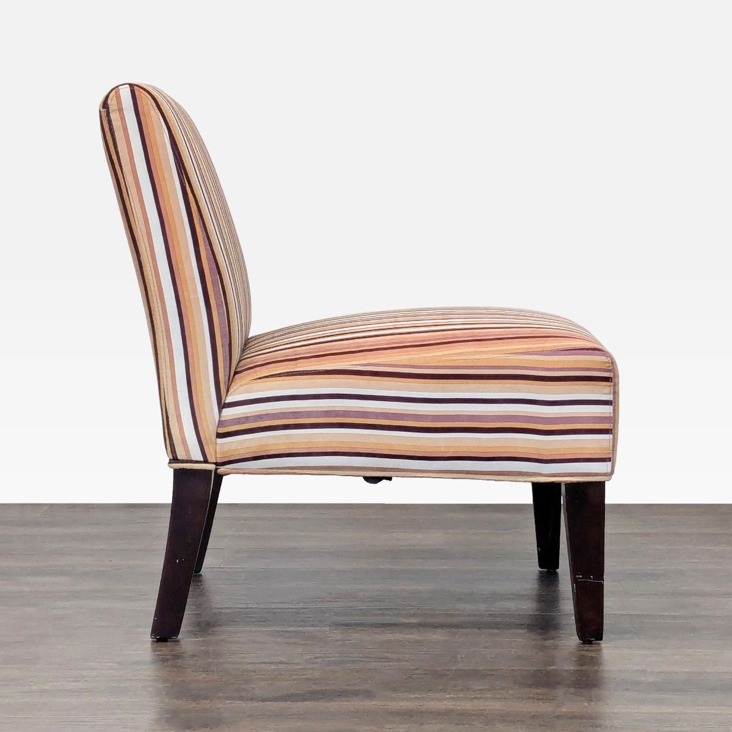 Striped Armless Lounge Chair with Wood Legs	 - image-9
