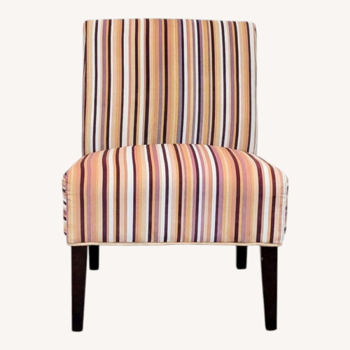 Used Striped Armless Lounge Chair with Wood Legs	 for sale on AptDeco