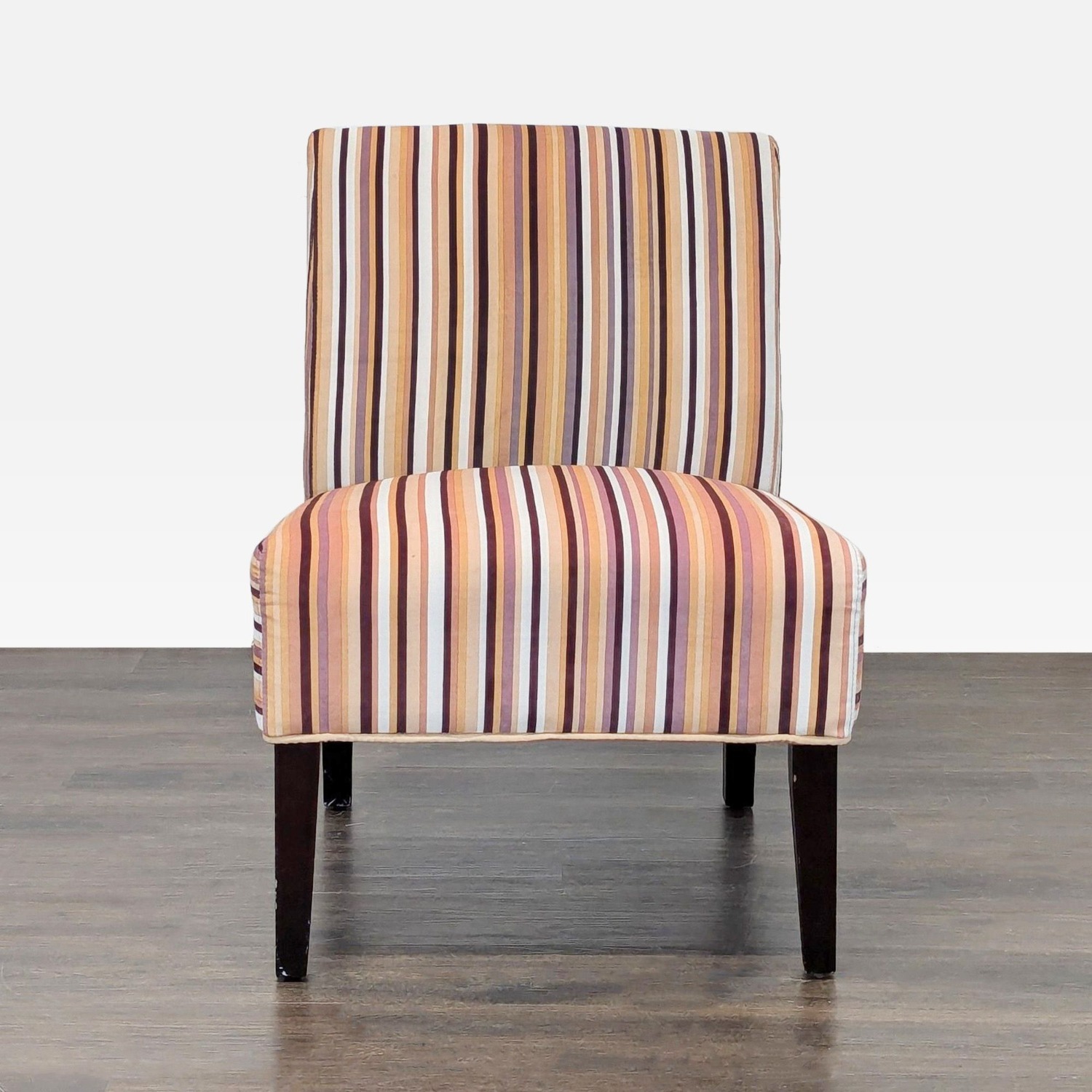 Striped Armless Lounge Chair with Wood Legs	 - image-10
