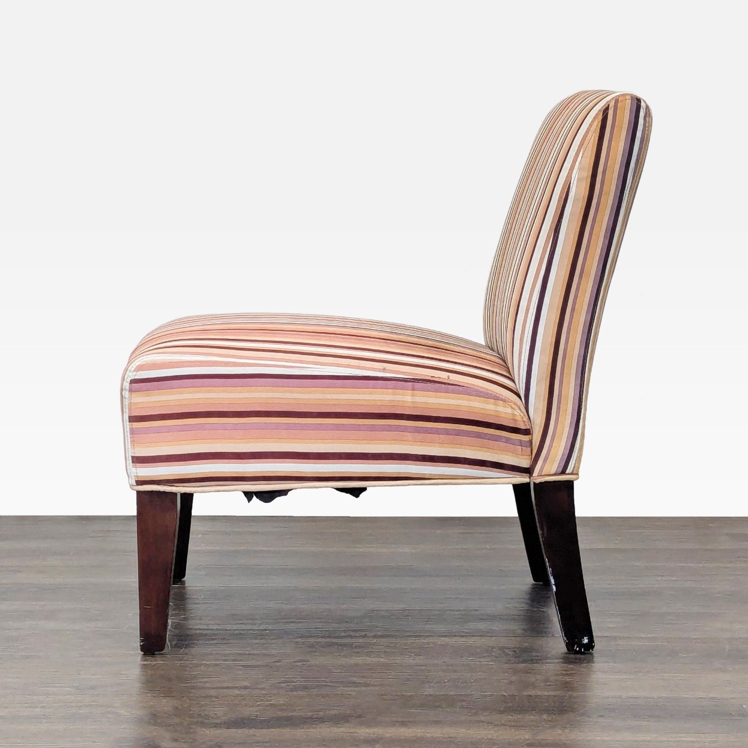 Striped Armless Lounge Chair with Wood Legs	 - image-8
