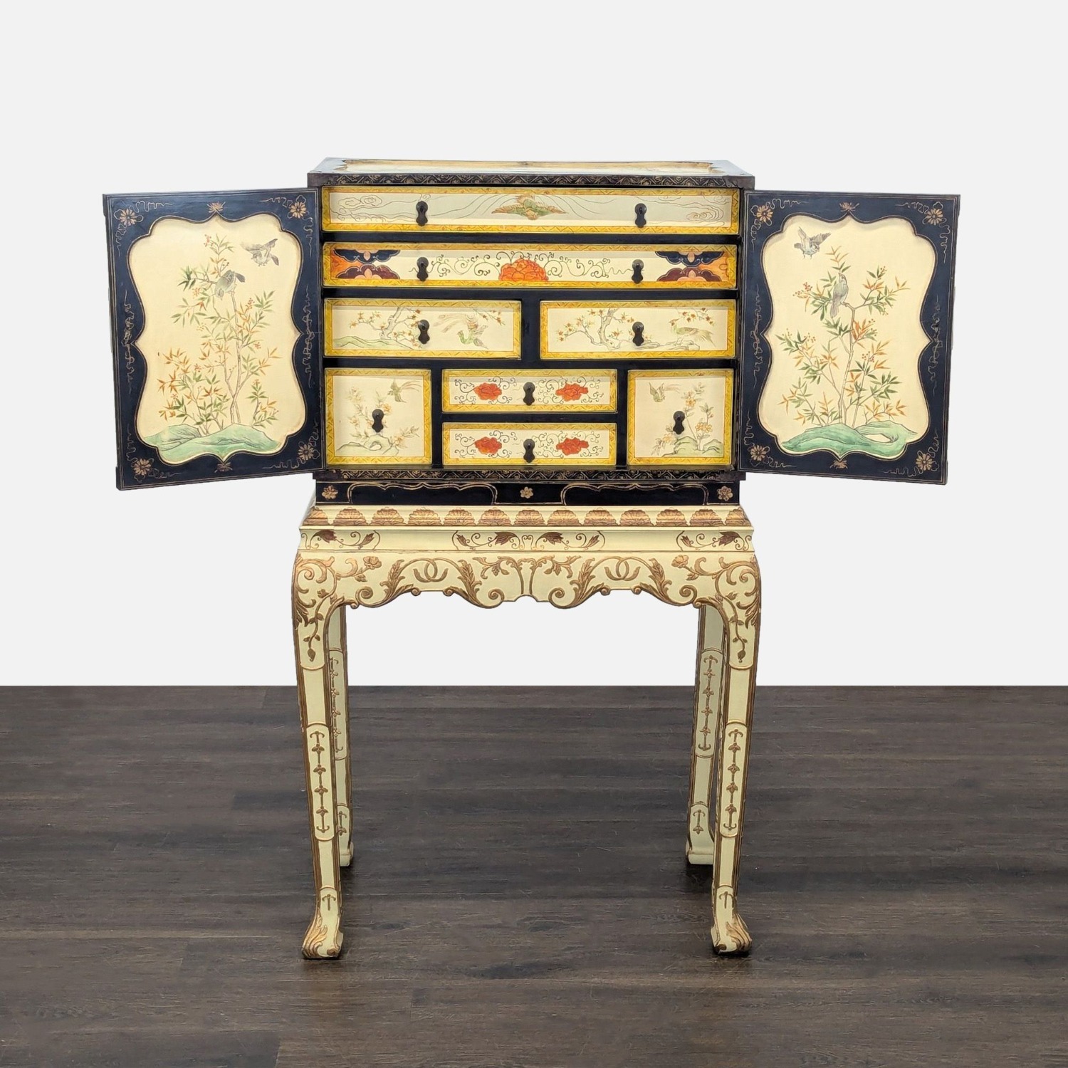 Vintage Chinoiserie Lacquered Jewelry Chest	 - image-2