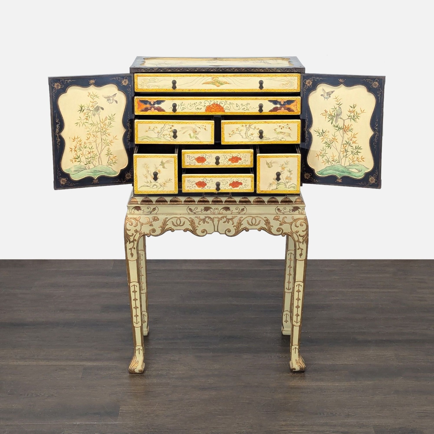 Vintage Chinoiserie Lacquered Jewelry Chest	 - image-9