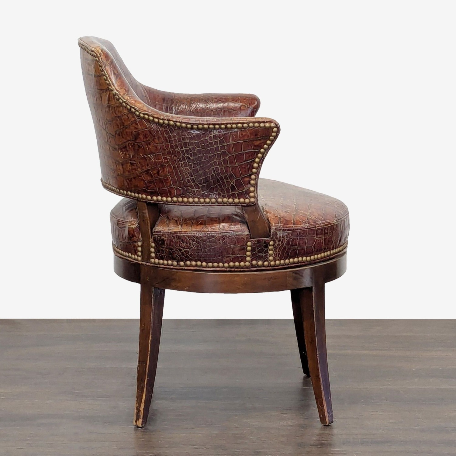 Brown Alligator Leather Lounge Chair  - image-5