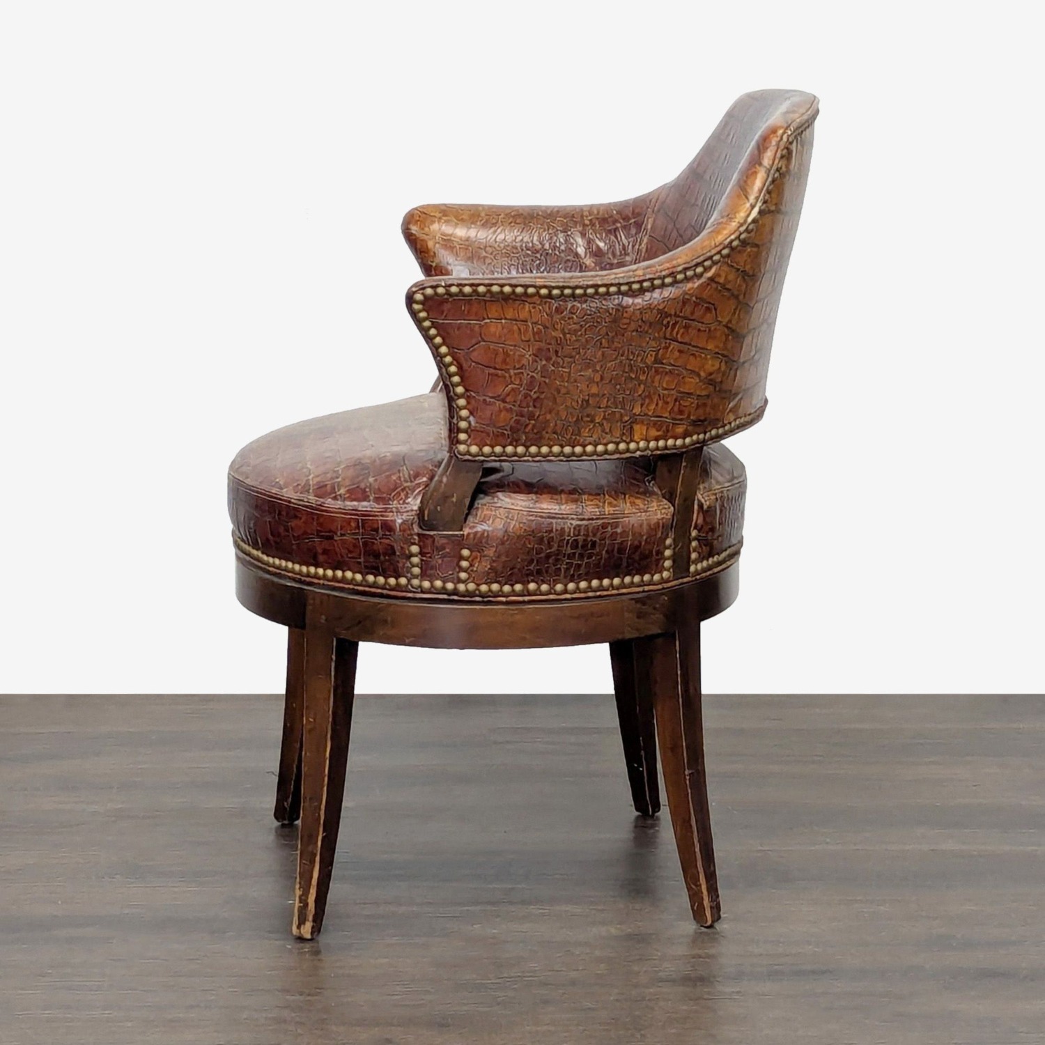 Brown Alligator Leather Lounge Chair  - image-4