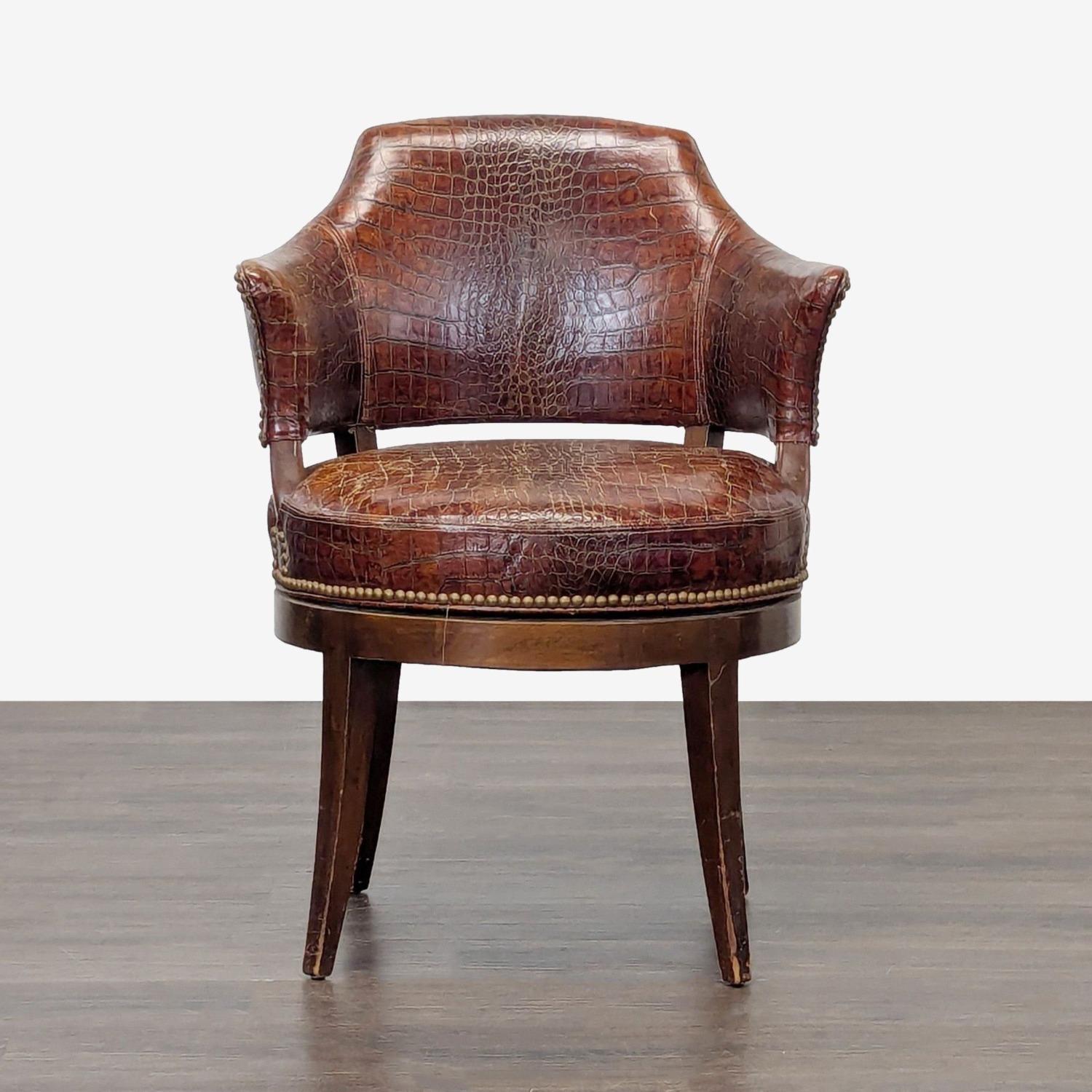 Brown Alligator Leather Lounge Chair  - image-8