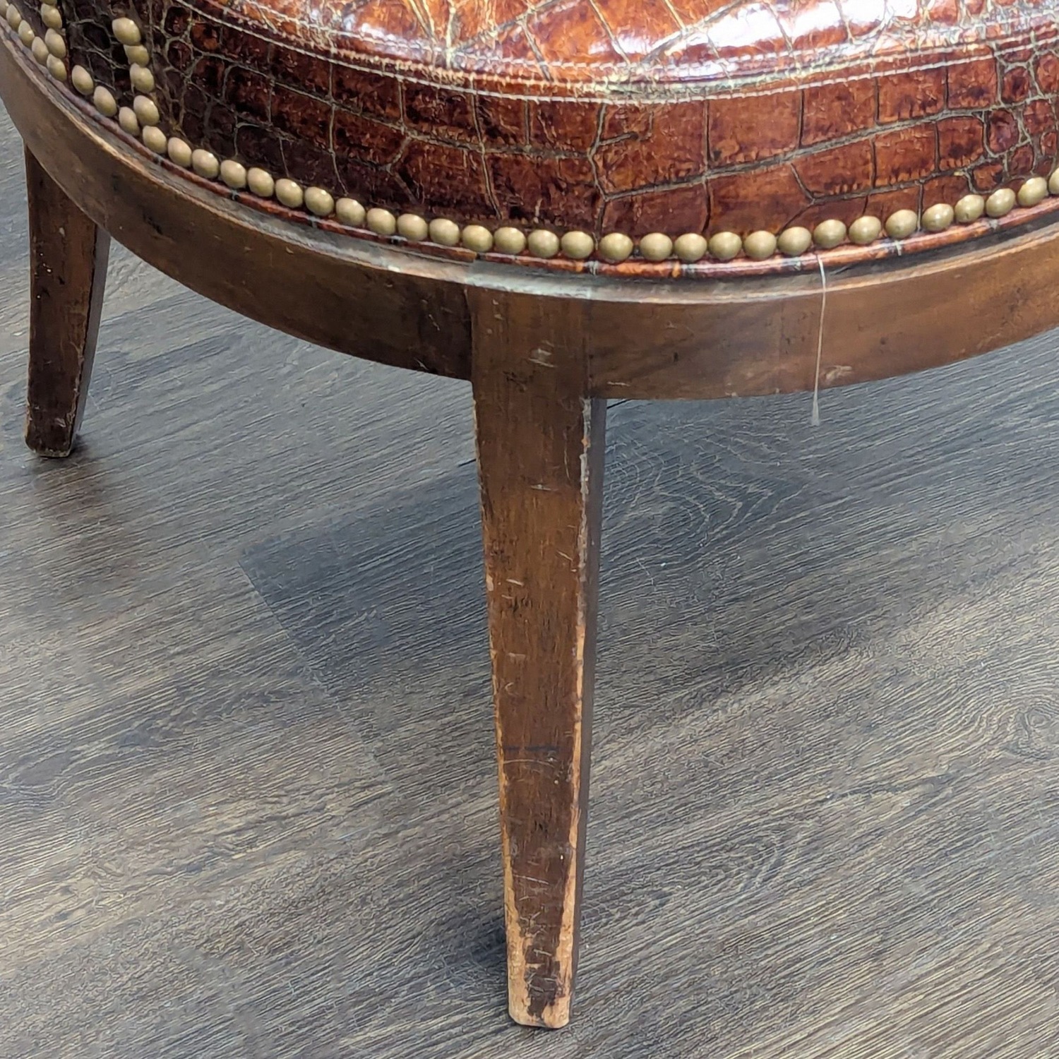 Brown Alligator Leather Lounge Chair  - image-2