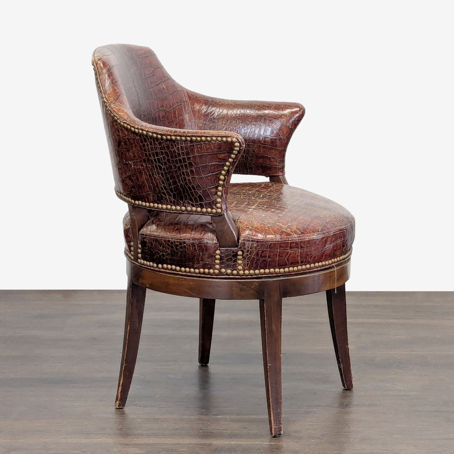 Brown Alligator Leather Lounge Chair  - image-7
