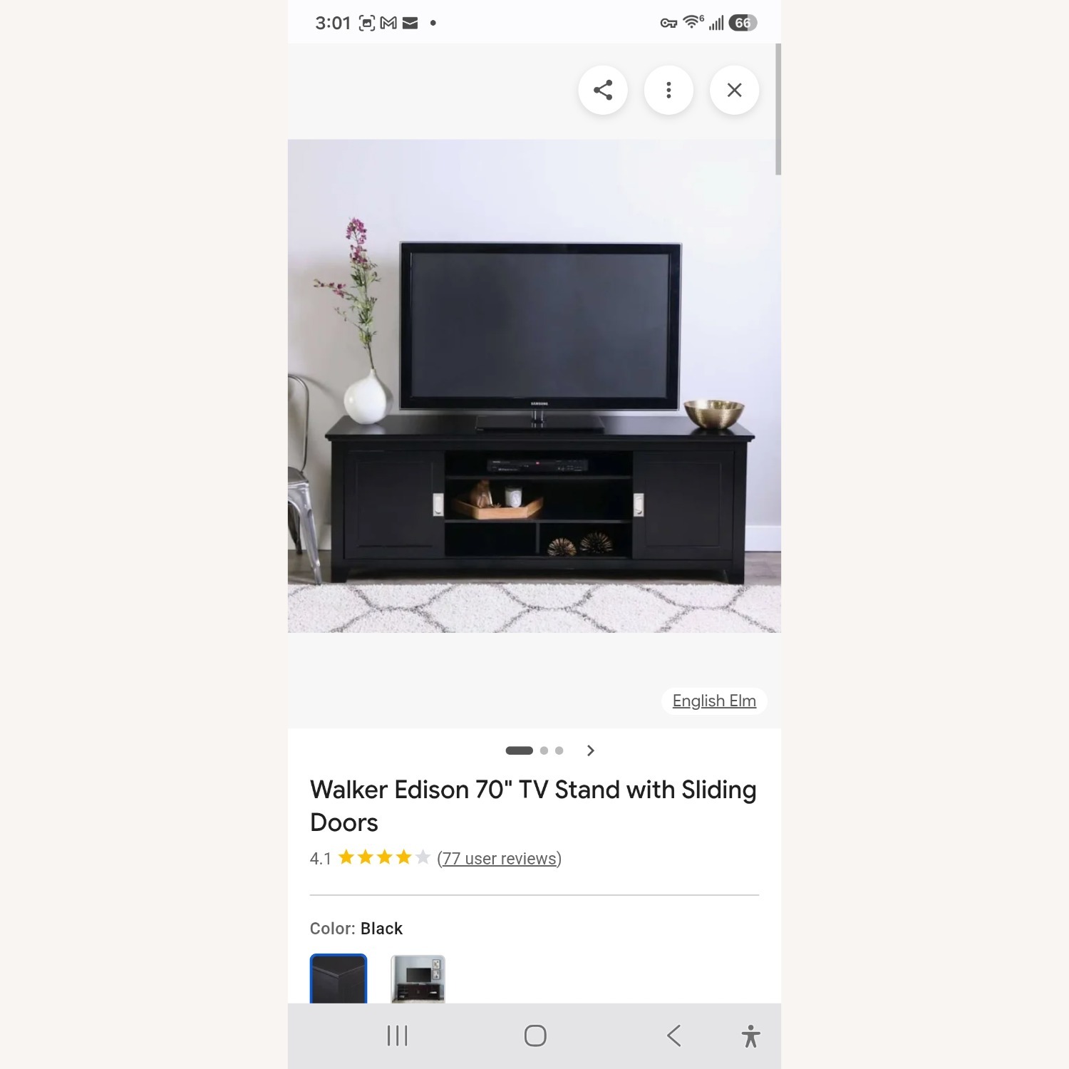  Walker Edison 70" Black TV Console  - image-1