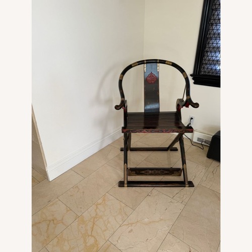 Used Chinese Folding Horseshoe Prayer Lounge Chair  for sale on AptDeco