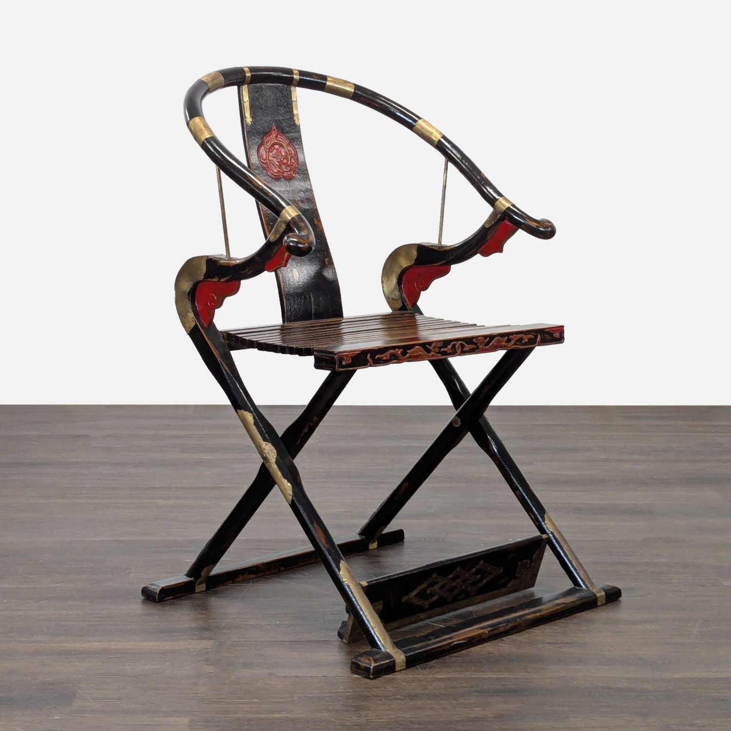 Chinese Folding Horseshoe Prayer Lounge Chair  - image-8