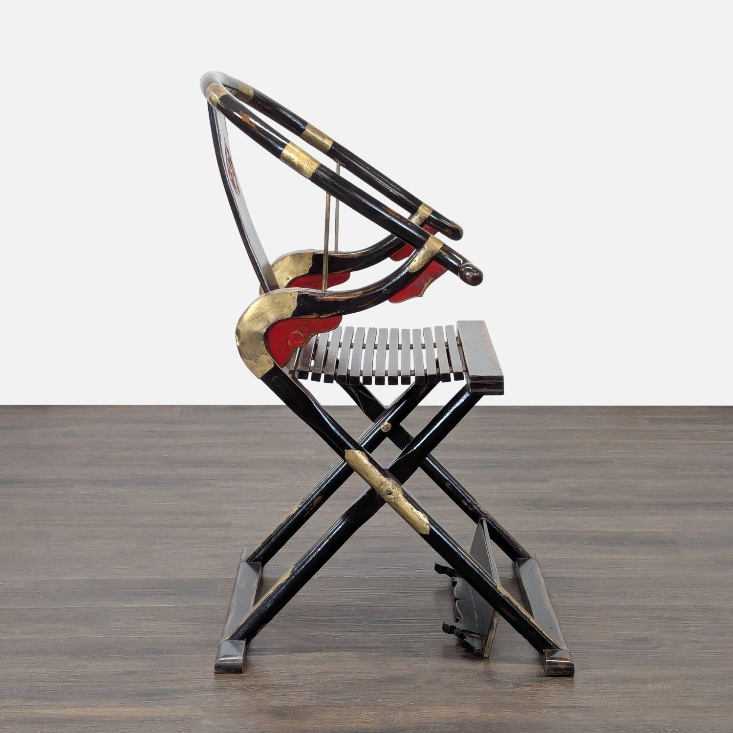 Chinese Folding Horseshoe Prayer Lounge Chair  - image-3