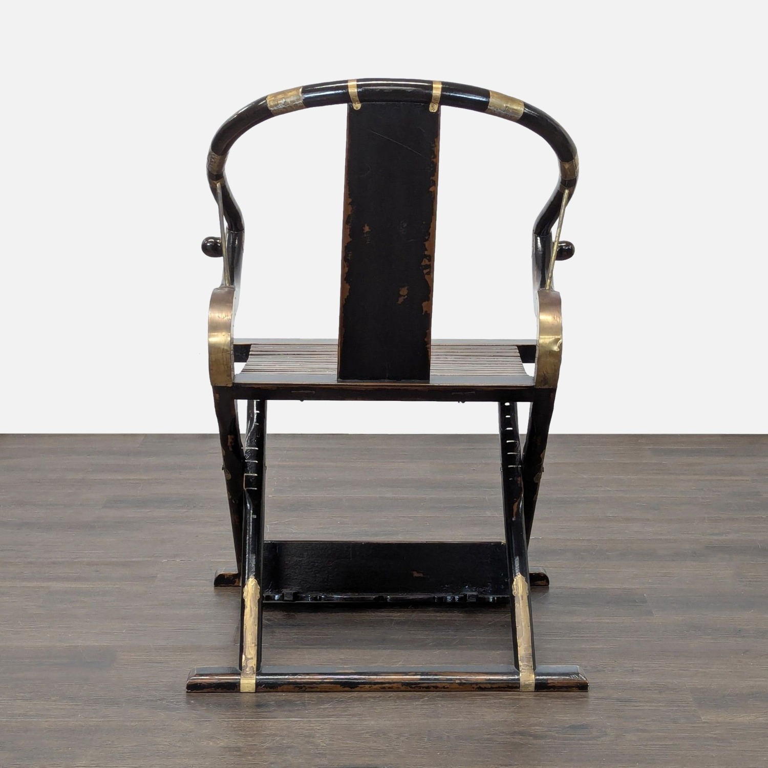 Chinese Folding Horseshoe Prayer Lounge Chair  - image-2