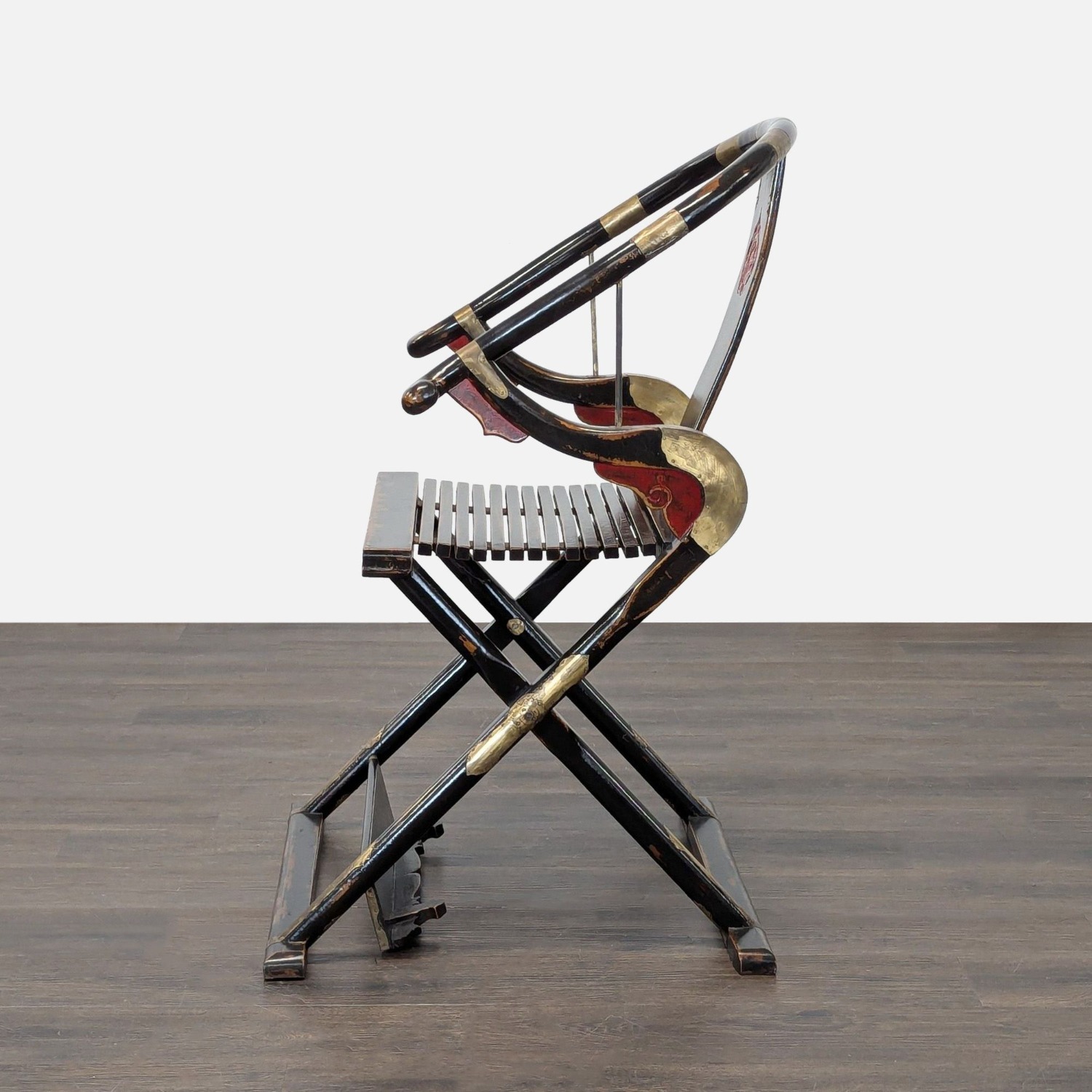 Chinese Folding Horseshoe Prayer Lounge Chair  - image-7