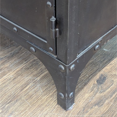 Used Industrial Wood and Metal Media Console	 for sale on AptDeco