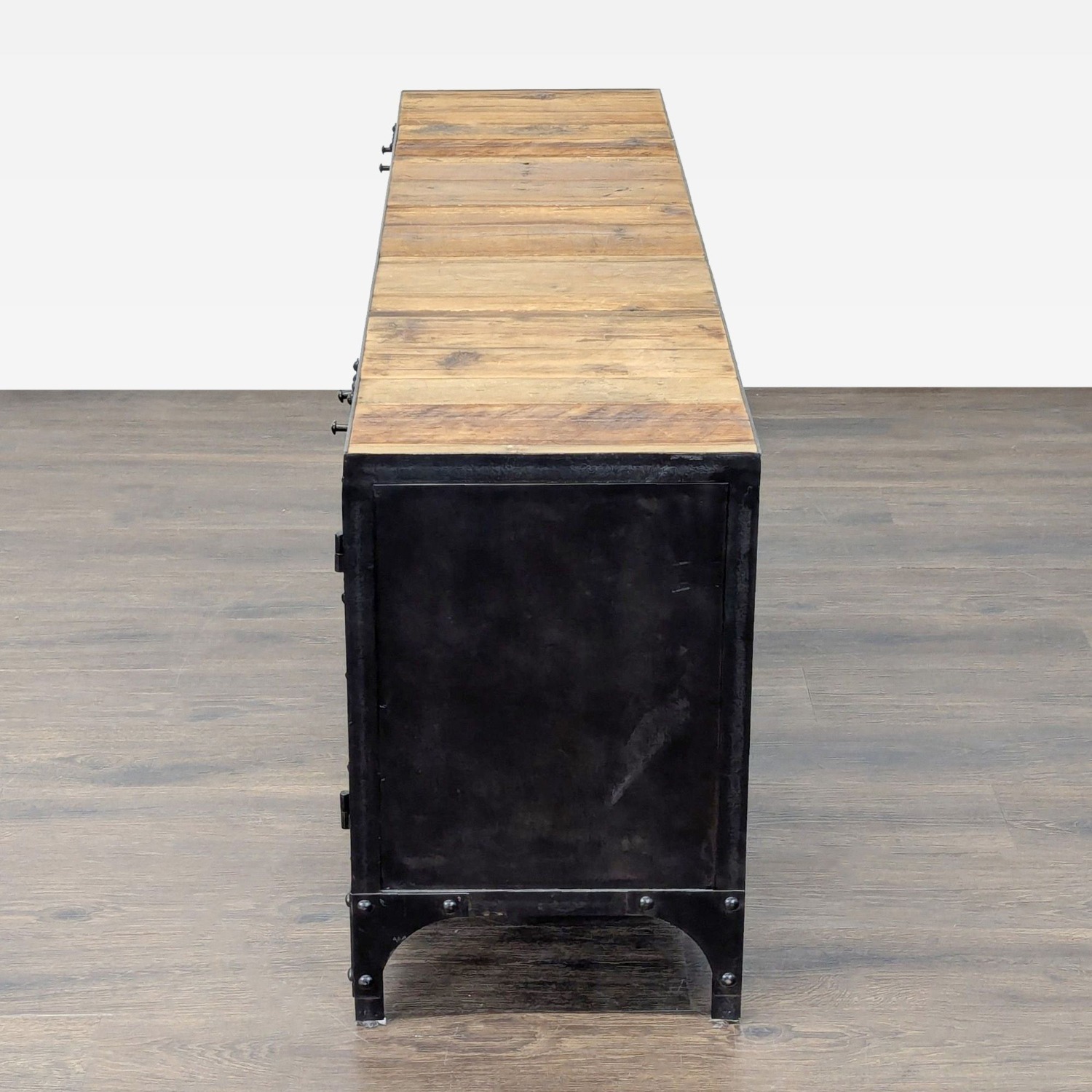 Industrial Wood and Metal Media Console	 - image-6