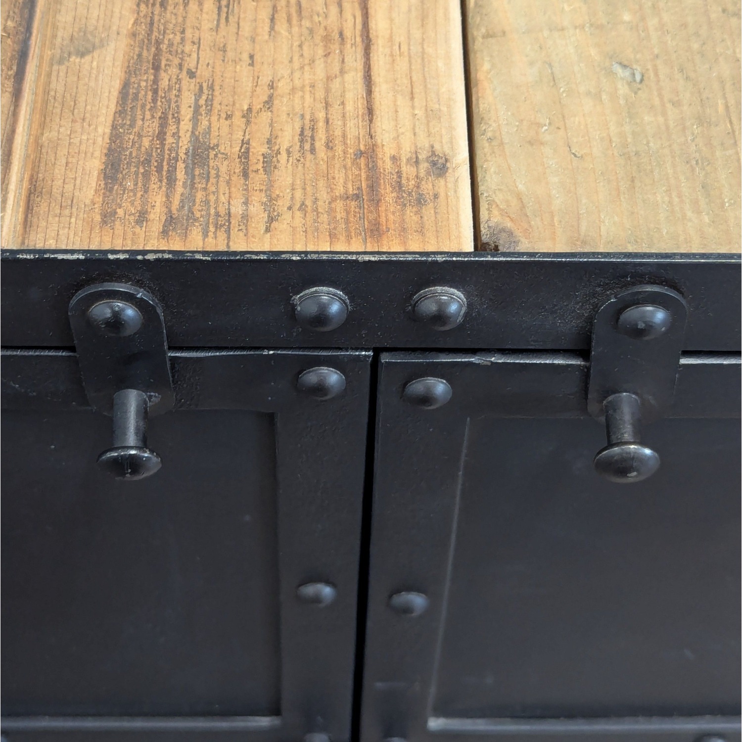 Industrial Wood and Metal Media Console	 - image-2