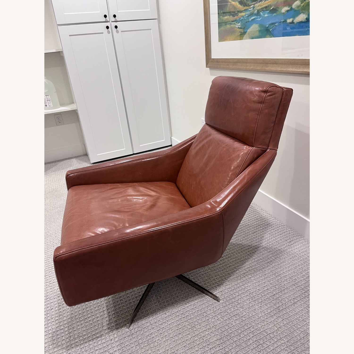 West Elm Austin Leather Swivel Chair - image-3