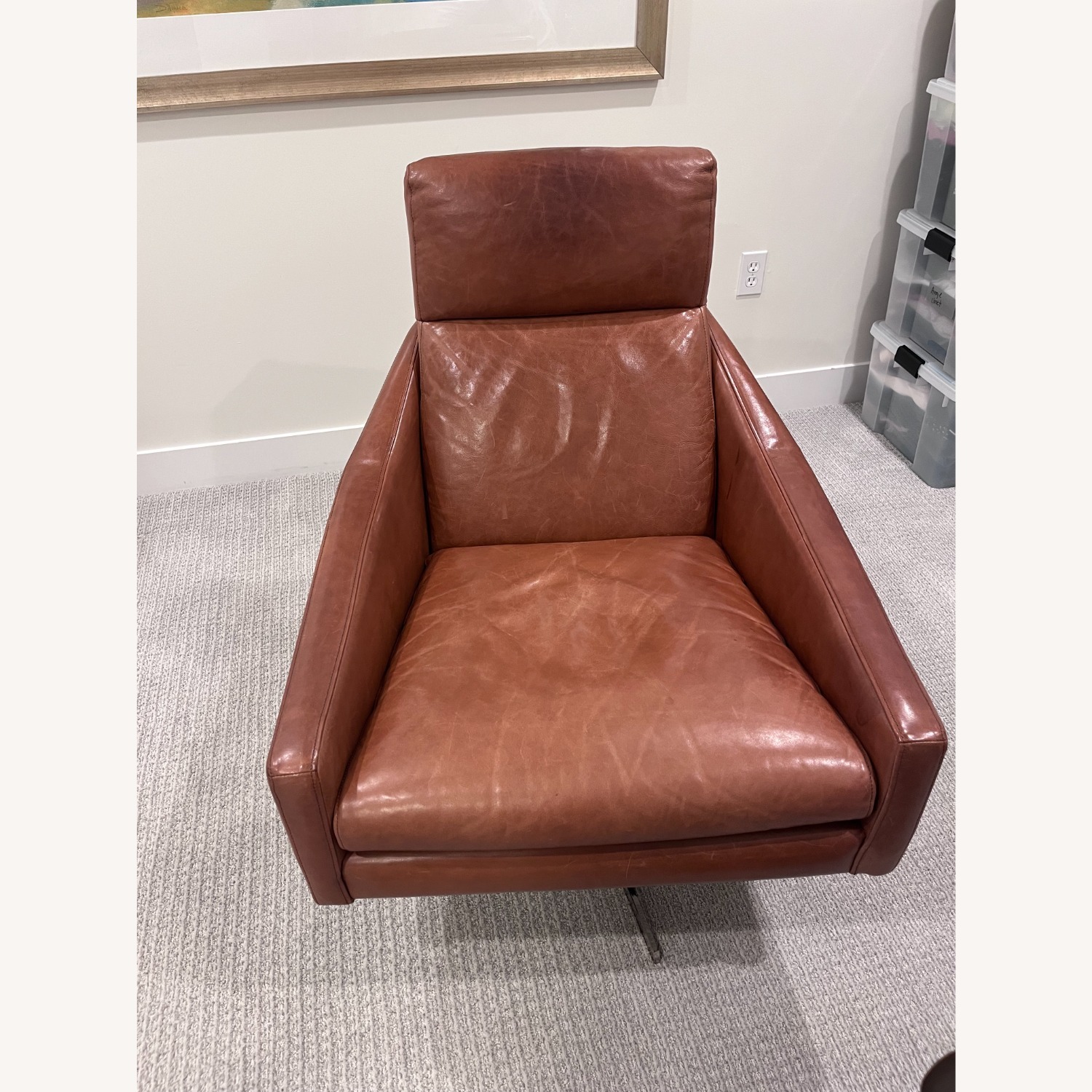 West Elm Austin Leather Swivel Chair - image-1