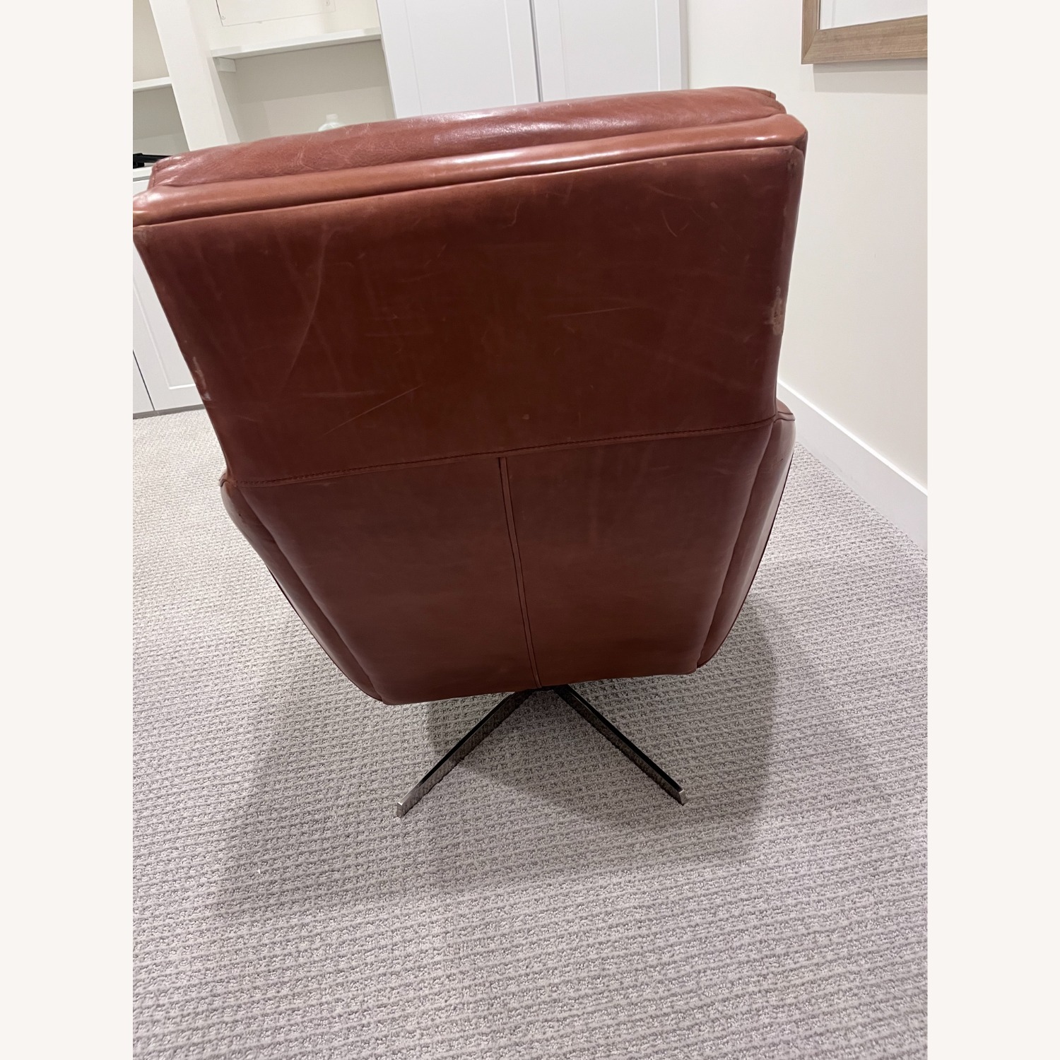West Elm Austin Leather Swivel Chair - image-4