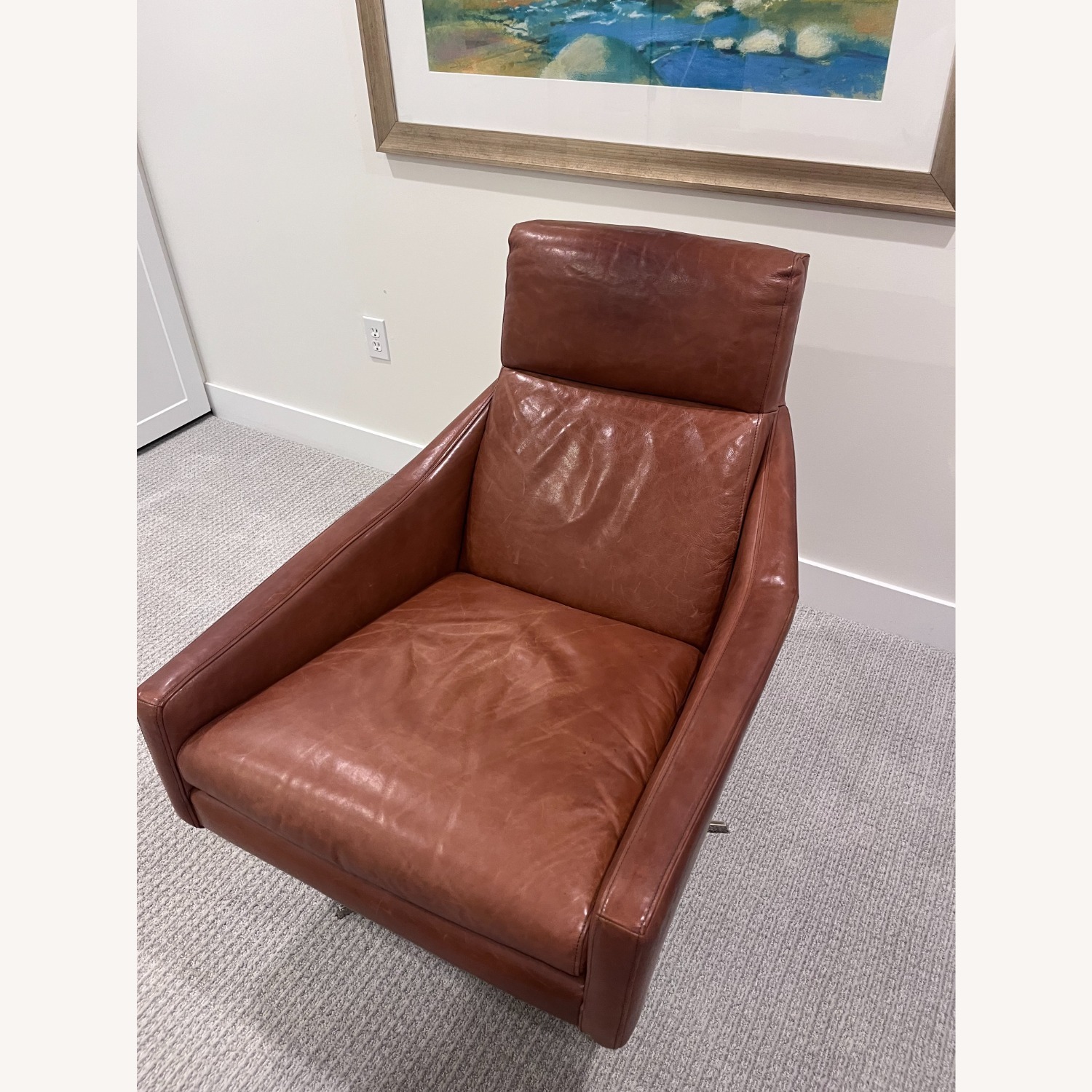 West Elm Austin Leather Swivel Chair - image-2