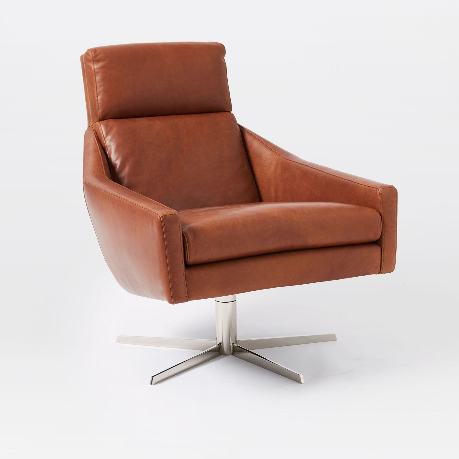West Elm Austin Leather Swivel Chair - image-5