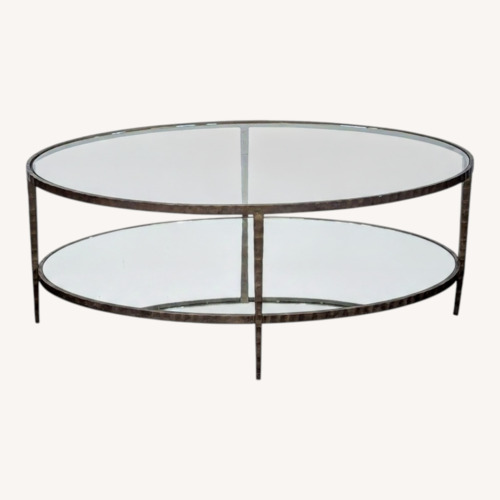 Used Glass Top Coffee Table with Mirror Shelf	 for sale on AptDeco