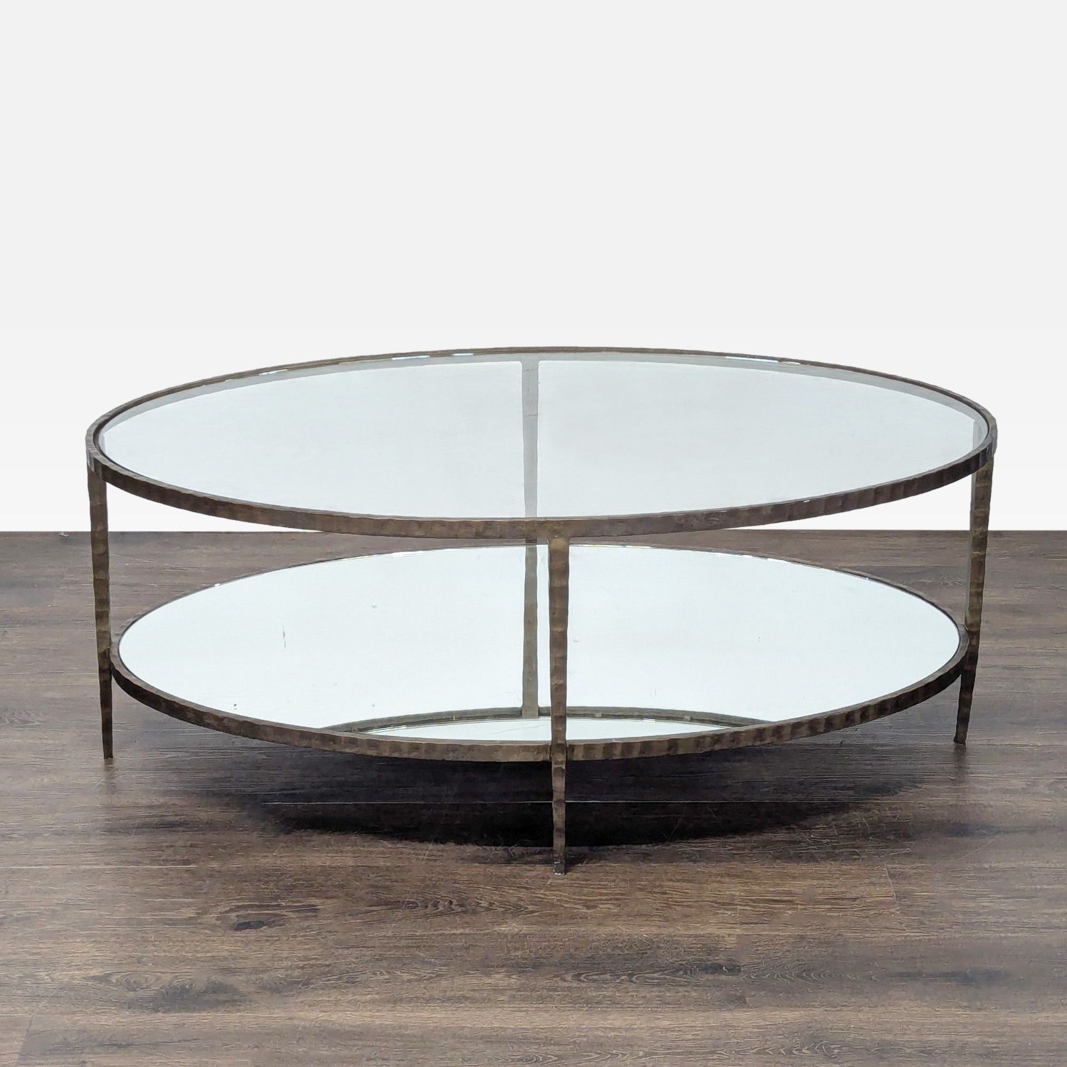 Glass Top Coffee Table with Mirror Shelf	 - image-5