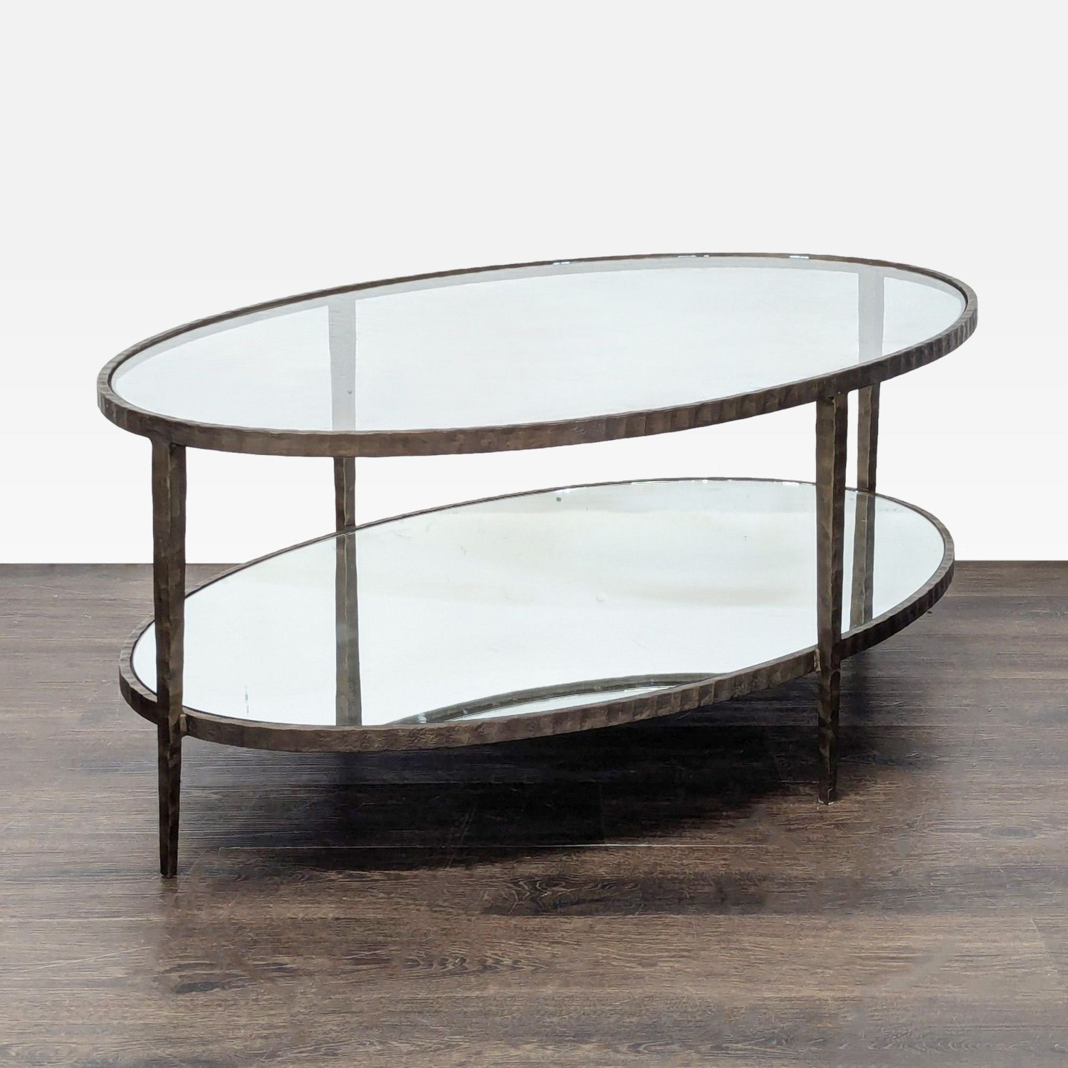 Glass Top Coffee Table with Mirror Shelf	 - image-4