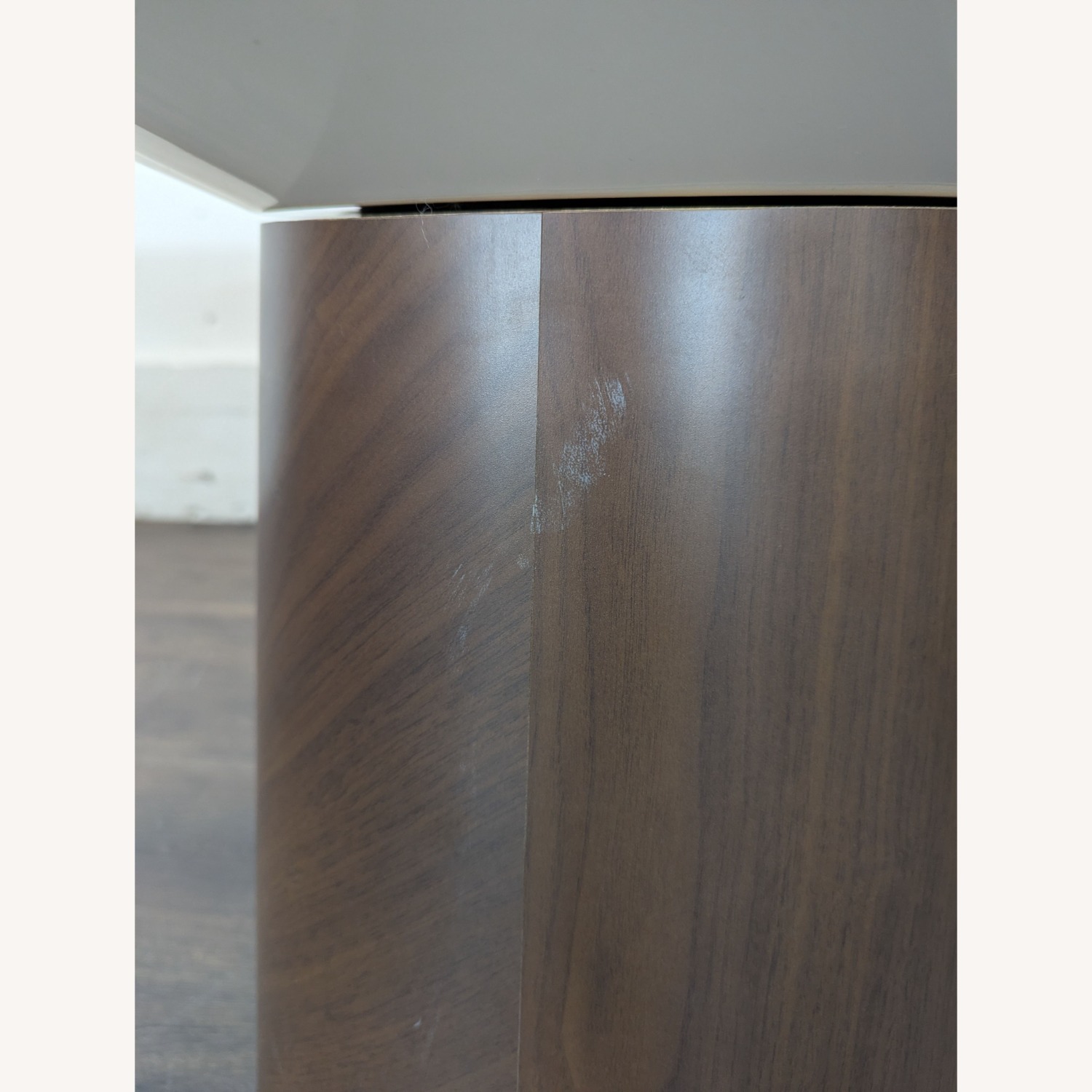 West Elm Glass Top Wood Pedestal End Table - image-4