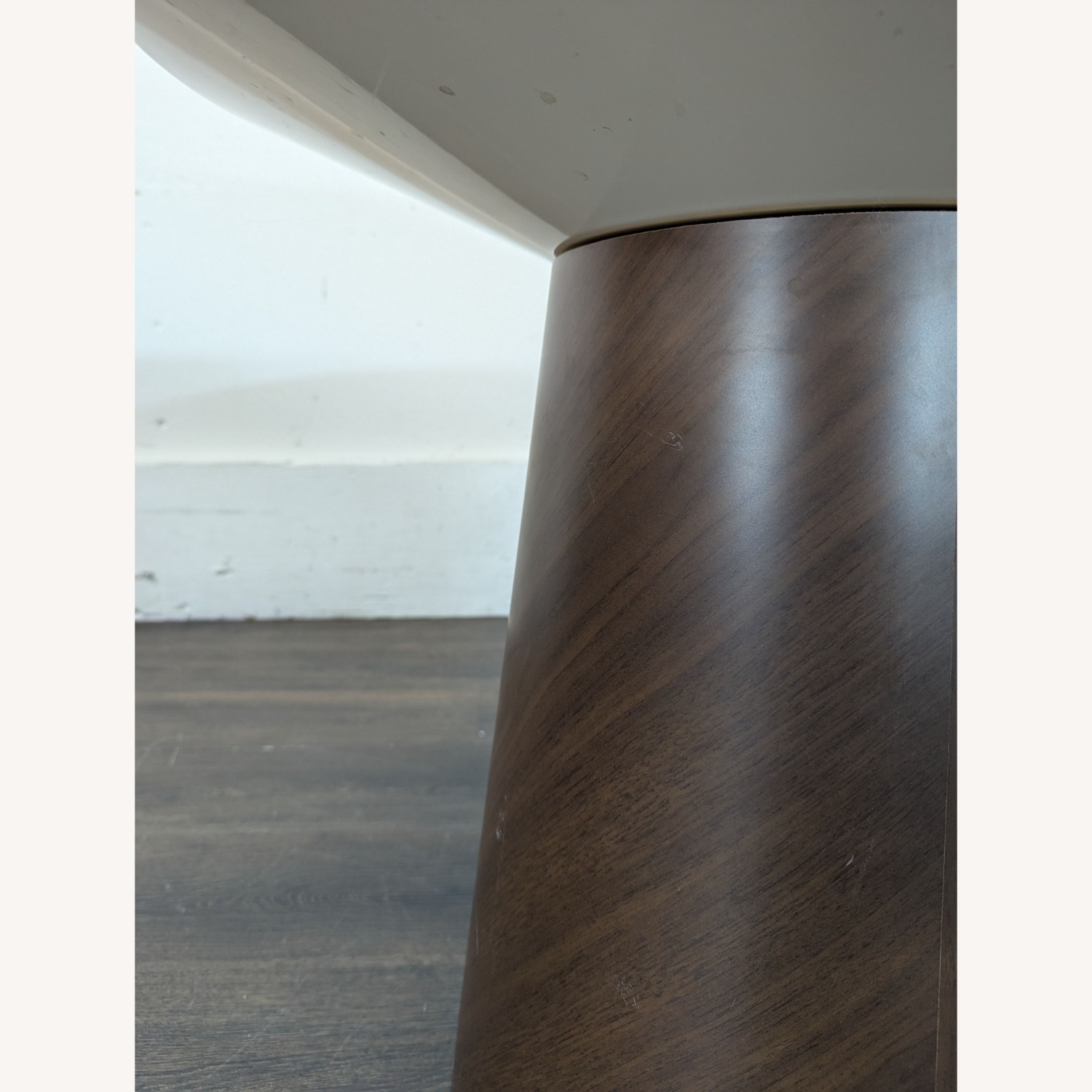 West Elm Glass Top Wood Pedestal End Table - image-12