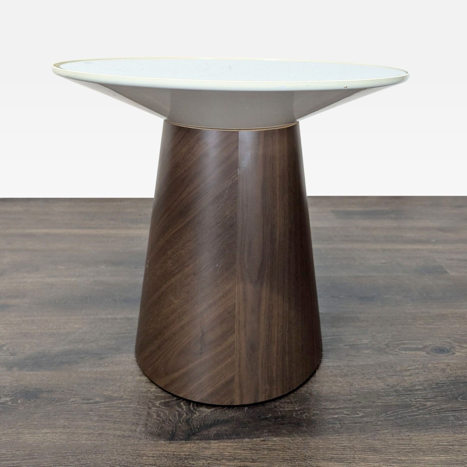 West Elm Glass Top Wood Pedestal End Table - image-11