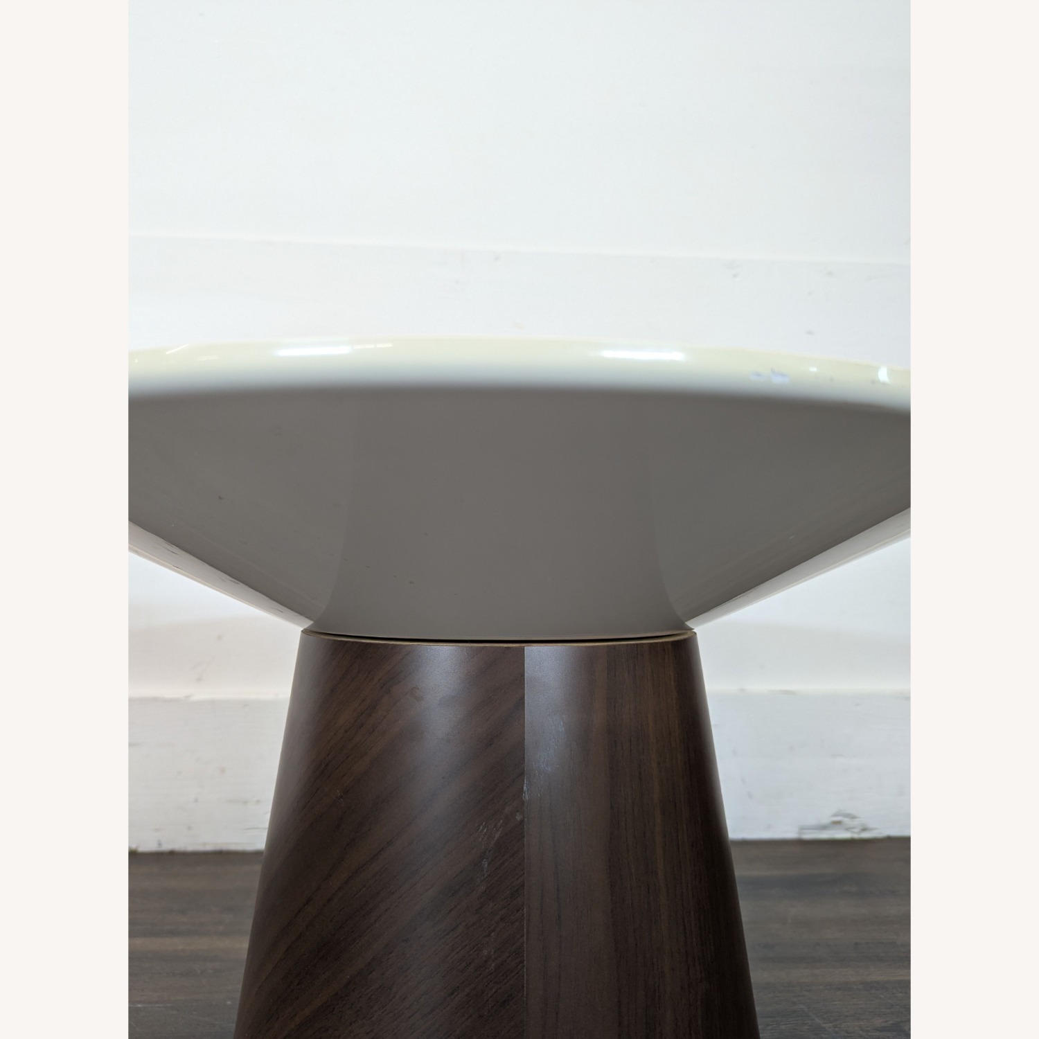 West Elm Glass Top Wood Pedestal End Table - image-5