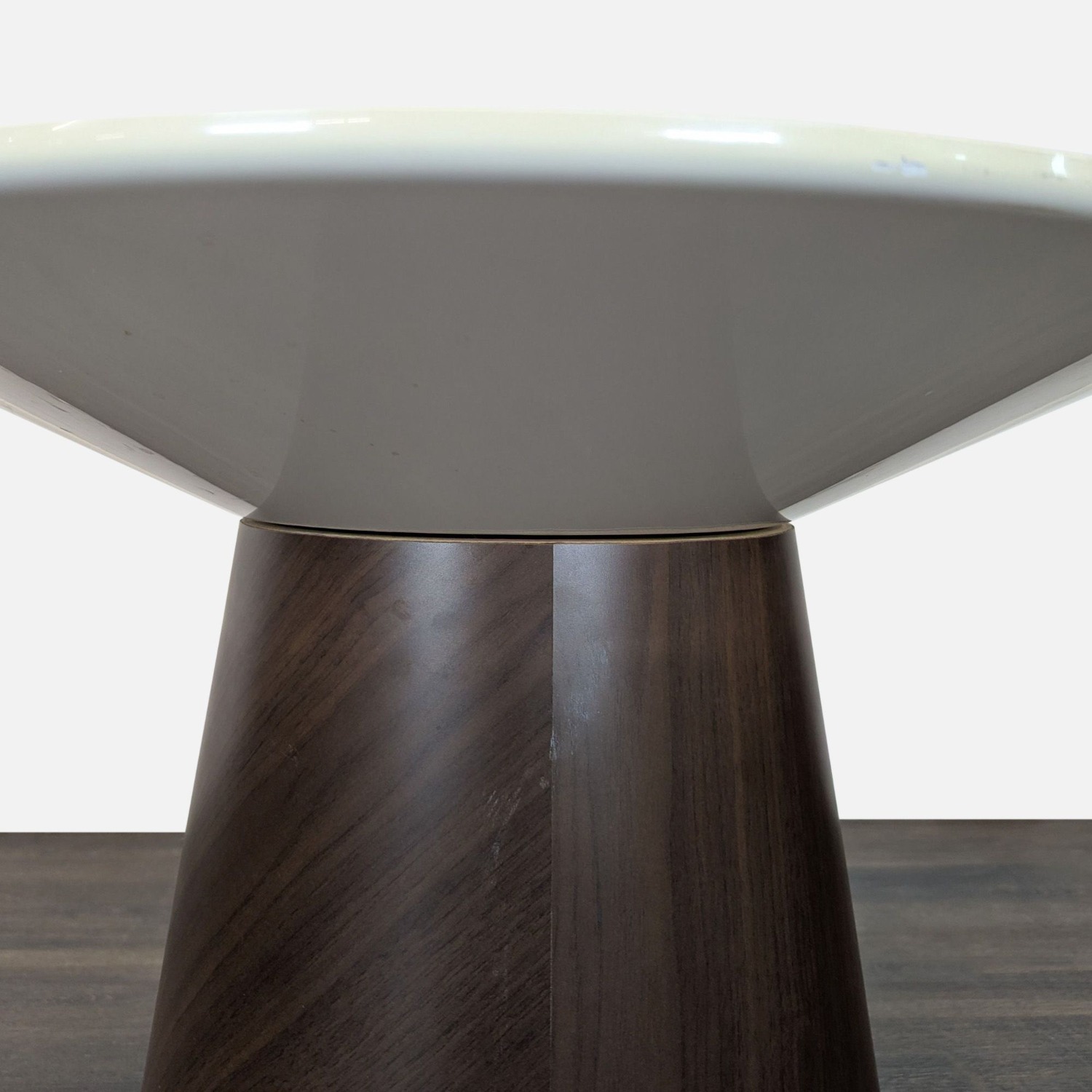 West Elm Glass Top Wood Pedestal End Table - image-9