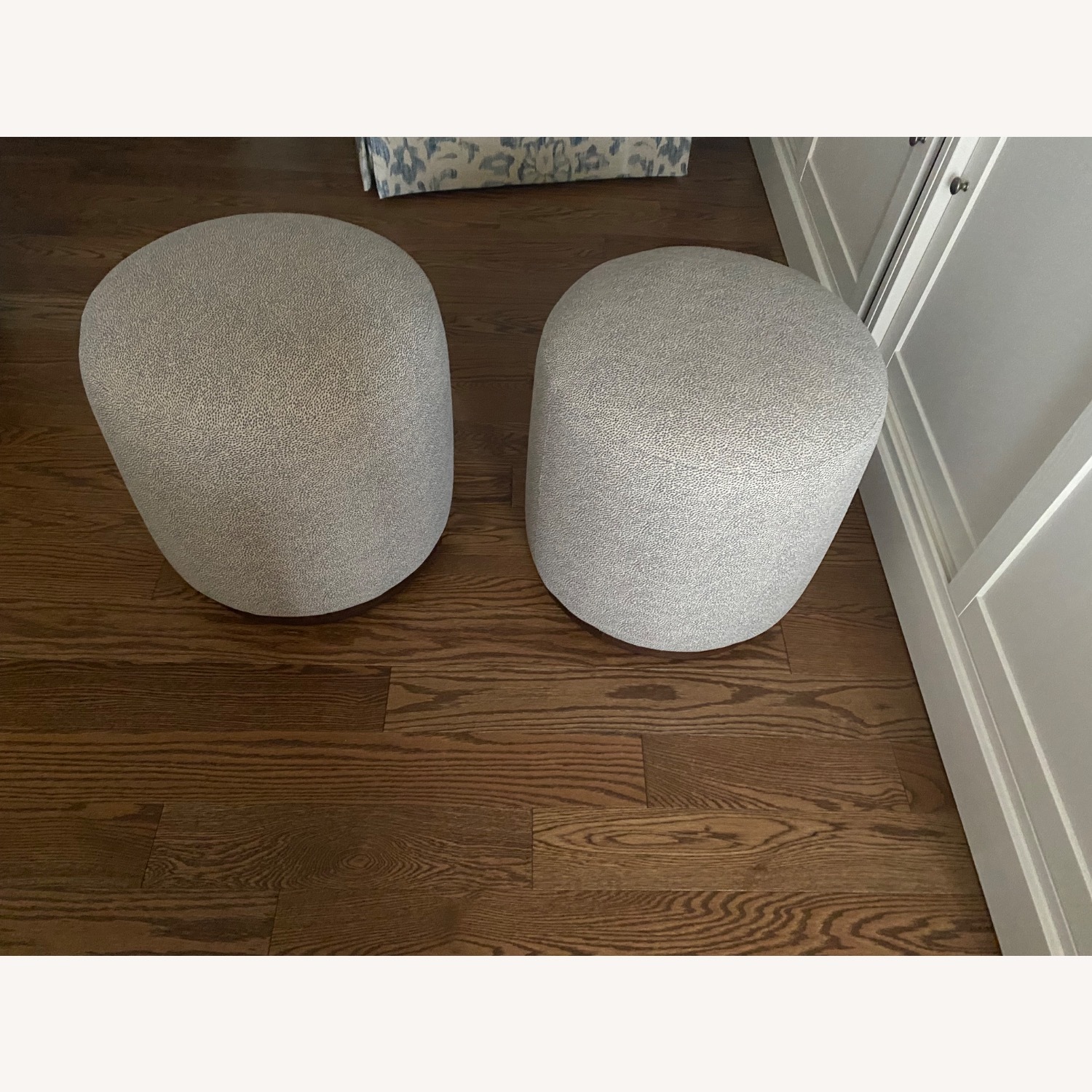 Kravet White and Blue Fabric Stools - image-2