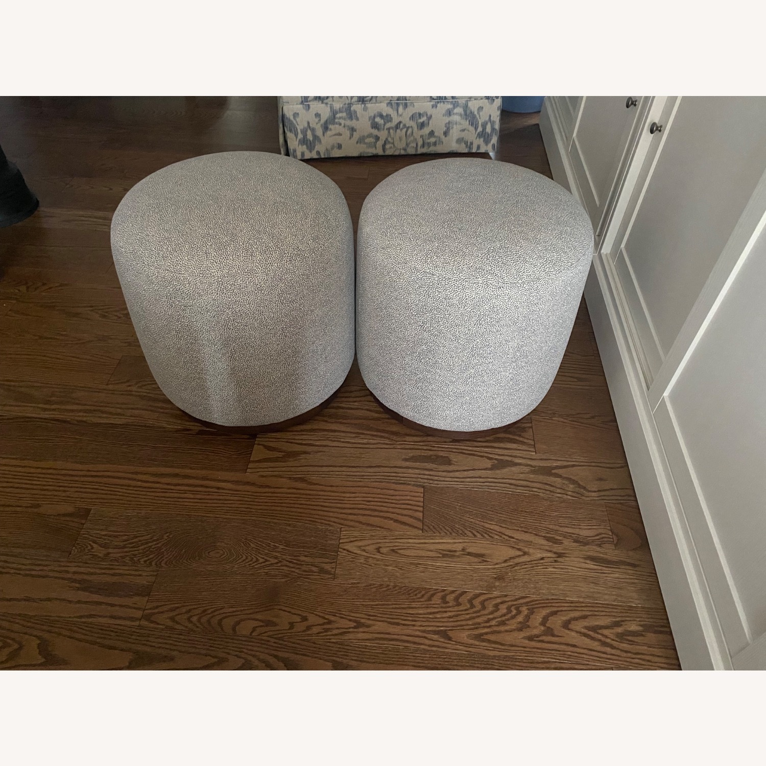 Kravet White and Blue Fabric Stools - image-1